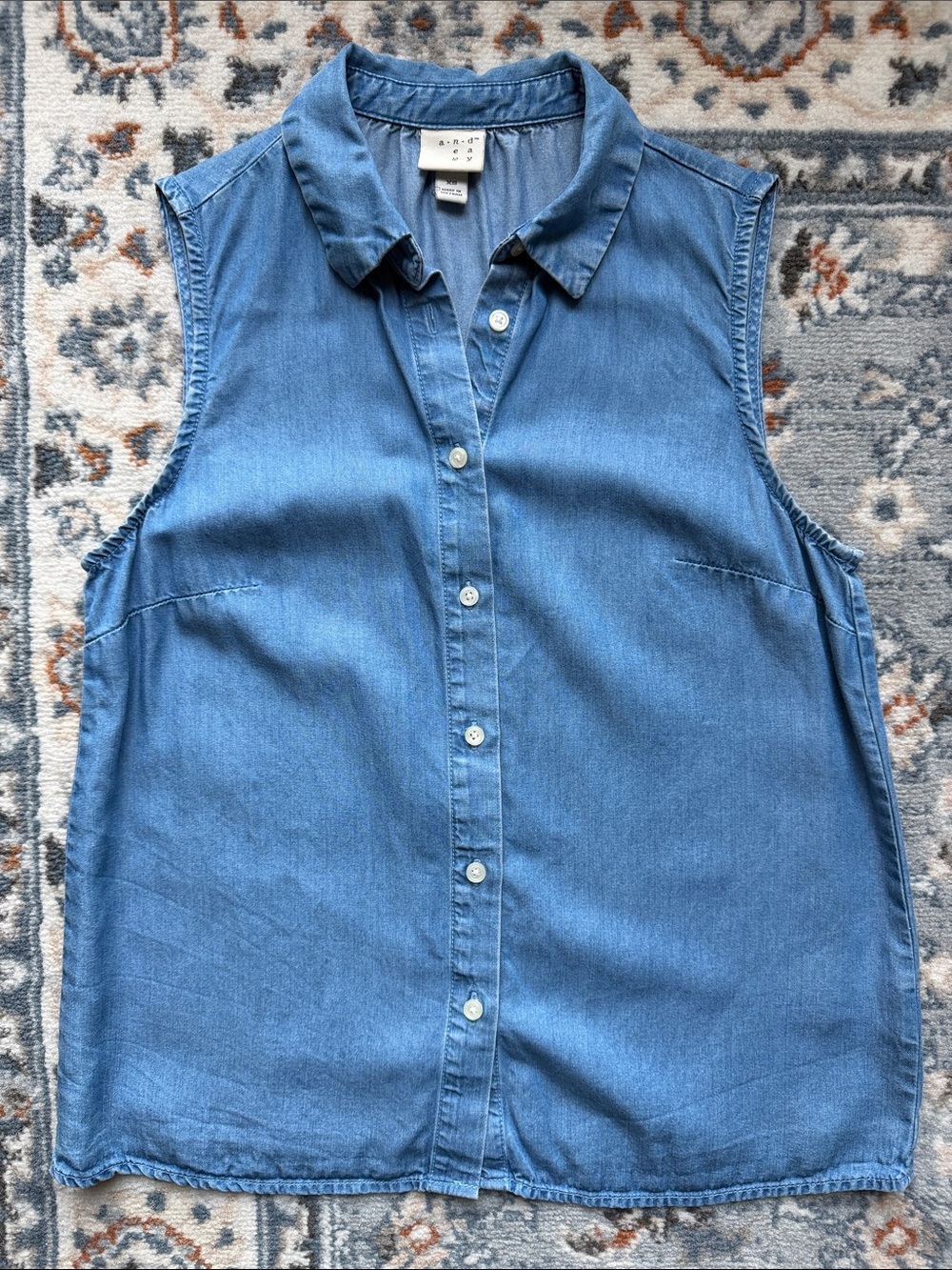 A New Day Sleeveless Button-Front Chambray Shirt